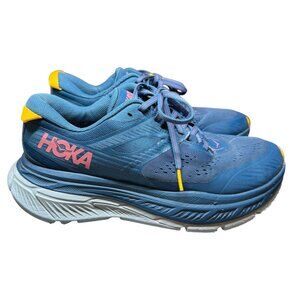 Hoka One One Stinson ATR 6 Trail Running Shoes Size 9 Blue/Yellow
